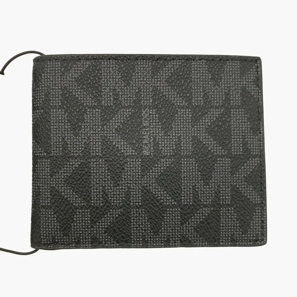 NWT MICHAEL KORS Jet Set Men's Slim Billfold Canvas & Leather Wallet (Black)